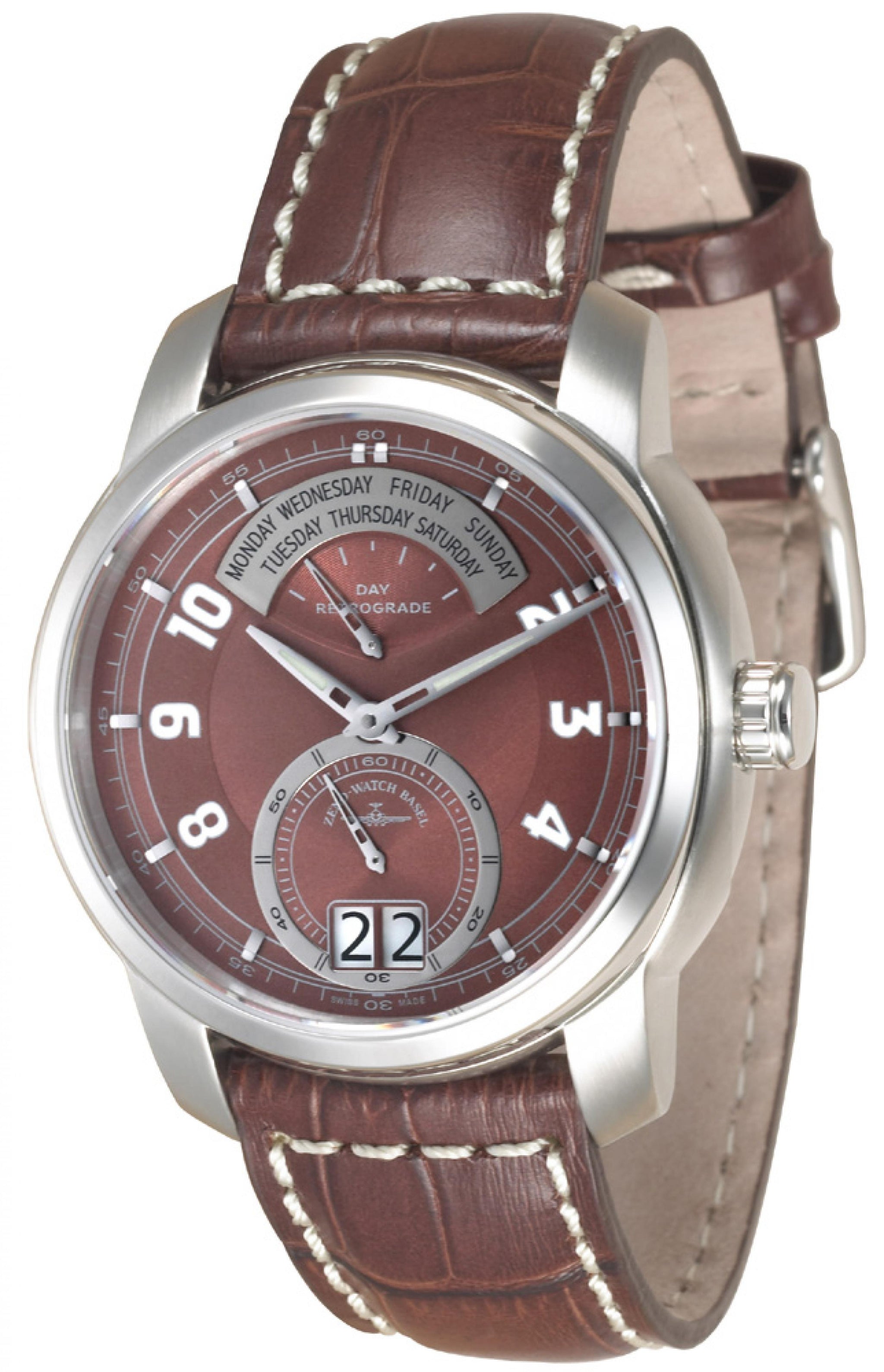 時計 zeno-watch Oversized Day Date Retrograd Retro MT Retrograde Big Date Brown – ZENO-WATCH BASEL