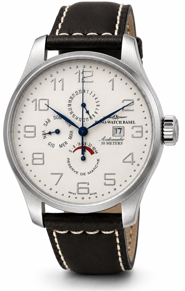 Oversized Retro Power Reserve, Day Date, Dual-Time – ZENO-WATCH BASEL